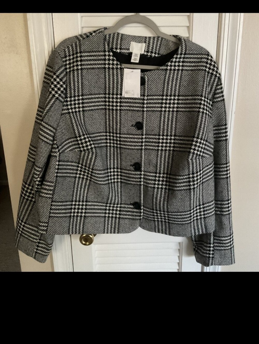 H&M Women's Blk N White Plaid Jacket NWT